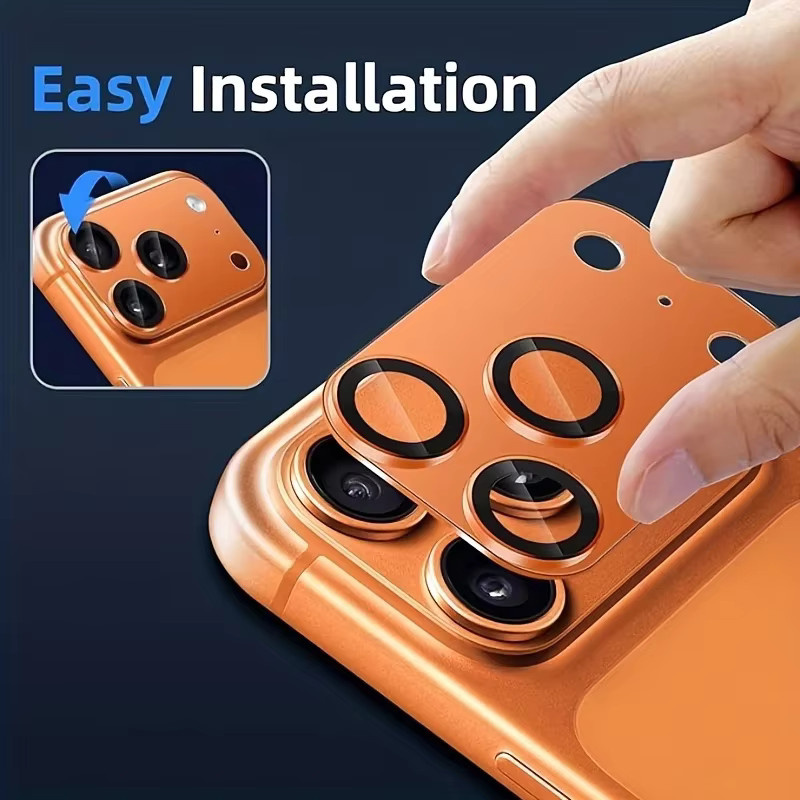 Kameraobjektivschutz für iPhone 17 Pro und iPhone 17 Pro Max in Orange mit robustem Metallring und gehärtetem Glas - Bild 4