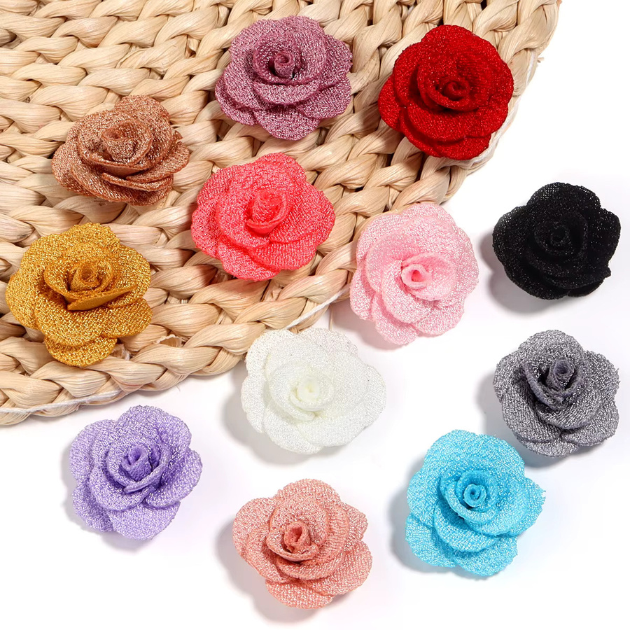 10 Stück handgefertigte Rosenblüten aus Jute-Stoff in Bunt und Grau, Durchmesser: 3 cm, Bastelzubehör für DIY-Projekte, Kleidung und Dekoration - Bild 4