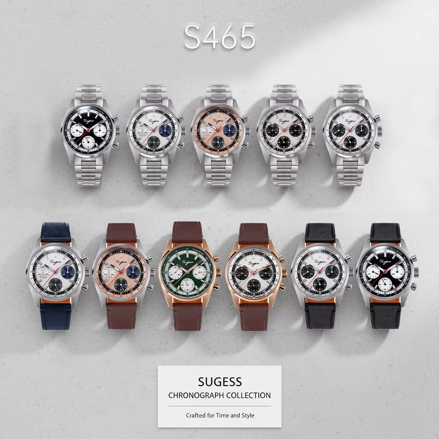 Sugess Chronograph, mechanisch, Edelstahl, 38 mm, Herren - Bild 2