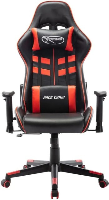 vidaXL Gaming-Stuhl aus Kunstleder und Metall in Schwarz und Rot mit Armlehnen und Kopfstütze, B/T/H: 67 x 61 x 133 cm - Bild 1