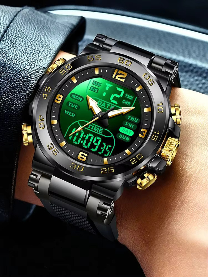 Foxbox Armbanduhr Quarz, Digitaluhr, Schwarz, Herren, Wasserdicht - Bild 7