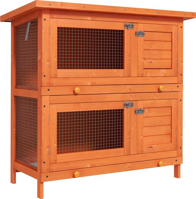 PawHut Kleintierstall aus Holz wetterbeständig mit abnehmbarem Dach und erhöhtem Boden, Farbe: Grün, B/H/L: 45 x 90 x 90 cm - Bild 1