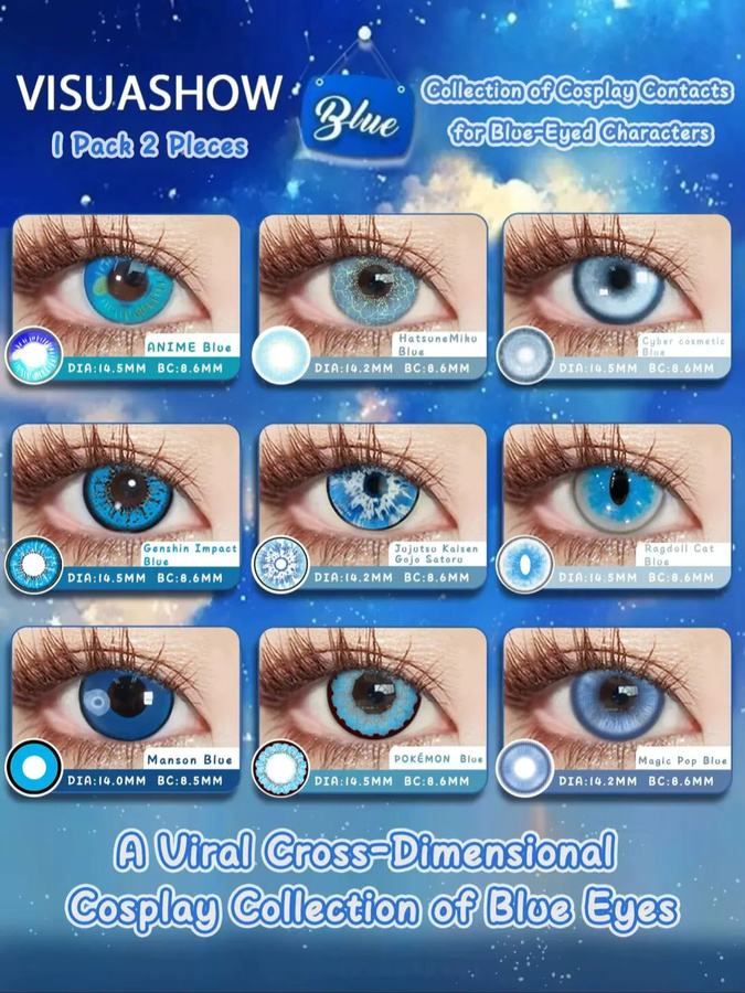 Visuashow Iris Kontaktlinsen, blau, weiche Linsen - Bild 4