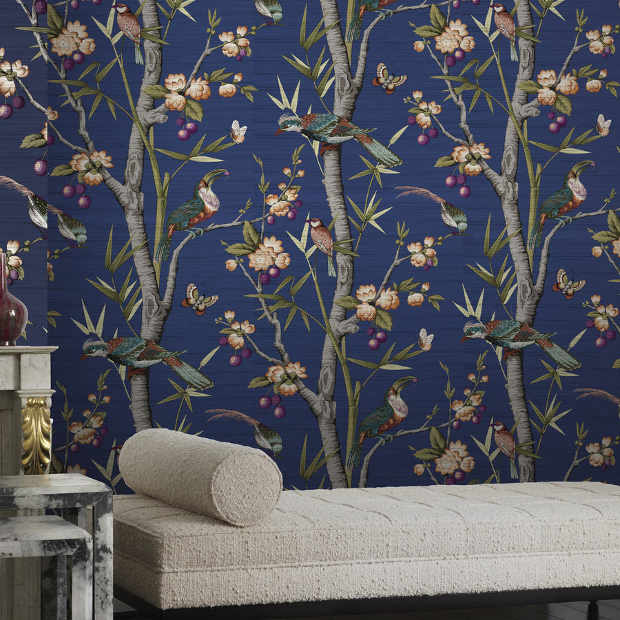 Nobilis Mural Josephine GRD63 Tapete mit floralem Muster in Blau - Bild 1