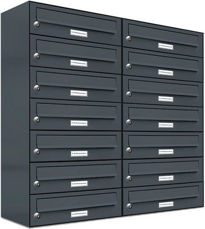 AL Briefkasten für 14 Parteien, Aufputzmontage, grau, B/H/T: 76,6 x 80 x 27,5 cm - Bild 1