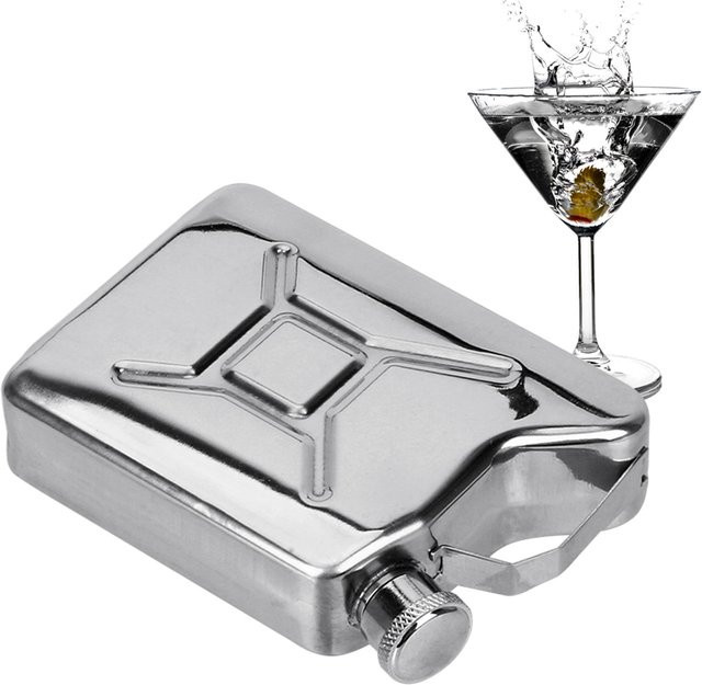 NICEYARD Flachmann aus Edelstahl in Silber für Whiskey und Wodka, 148 ml - Bild 1
