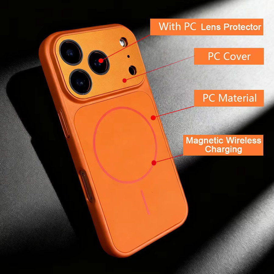 Magnetische kabellose Ladehülle 17Pro Acryl-Cover für iPhone 11 12 13 14 15 16 17 Pro Max in Blau und Orange - Bild 2