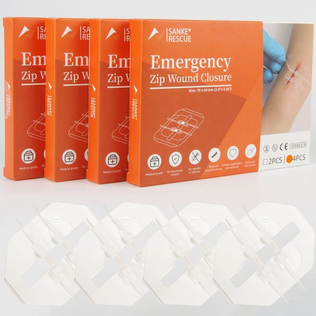 Sanke Rescue Wundverschluss-Set mit Reißverschluss für schmerzfreie und nahtlose Wundversorgung, transparent, 2-4 Stück - Bild 1