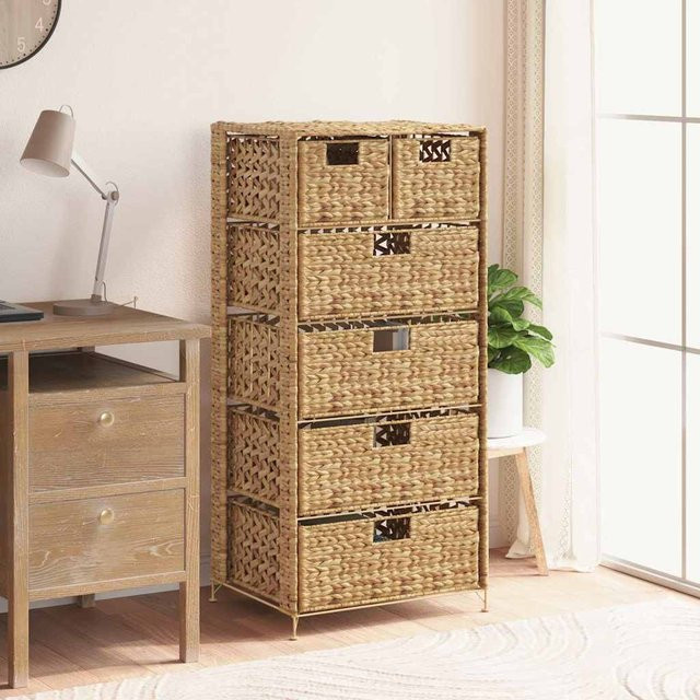 vidaXL Schrank aus Wasserhyazinthe mit 6 Körben und Metallrahmen, Braun, B/T/H: 47 x 37 x 100 cm - Bild 2