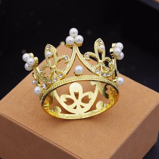 YIRAN Mini Tiara, Strass Perlen, Metall, Beige, Unisex - Bild 1