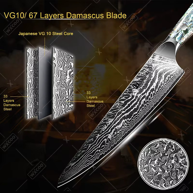 TAMZUO Chefmesser mit Damaskus-Muster in Silber - Bild 2