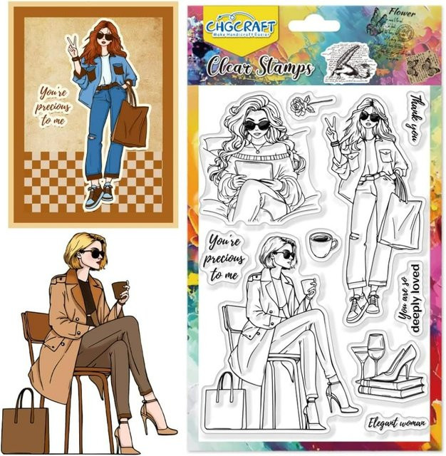 Eleganter transparenter Stempel für Scrapbooking und DIY-Bastelarbeiten mit Frauenmotiv - Bild 1