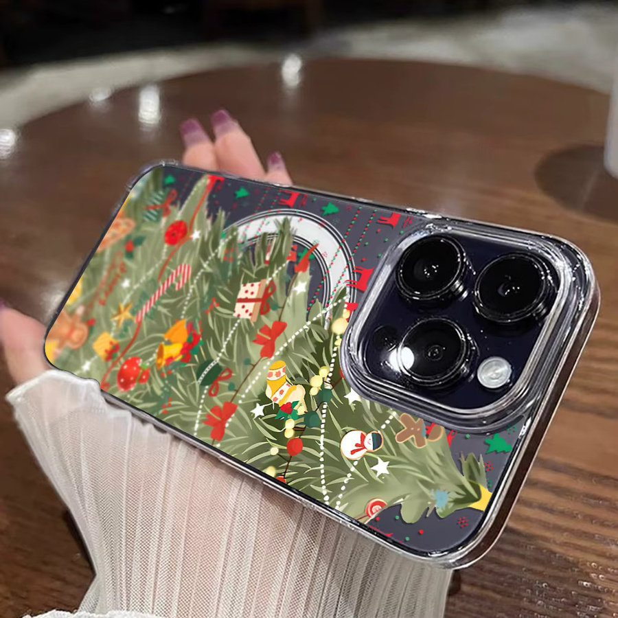 Magnetische Silikon Handyhülle mit Weihnachtsbaum Design für Apple iPhone 11 12 13 14 15 16 17 Pro Max Air, transparent und stoßfest - Bild 3