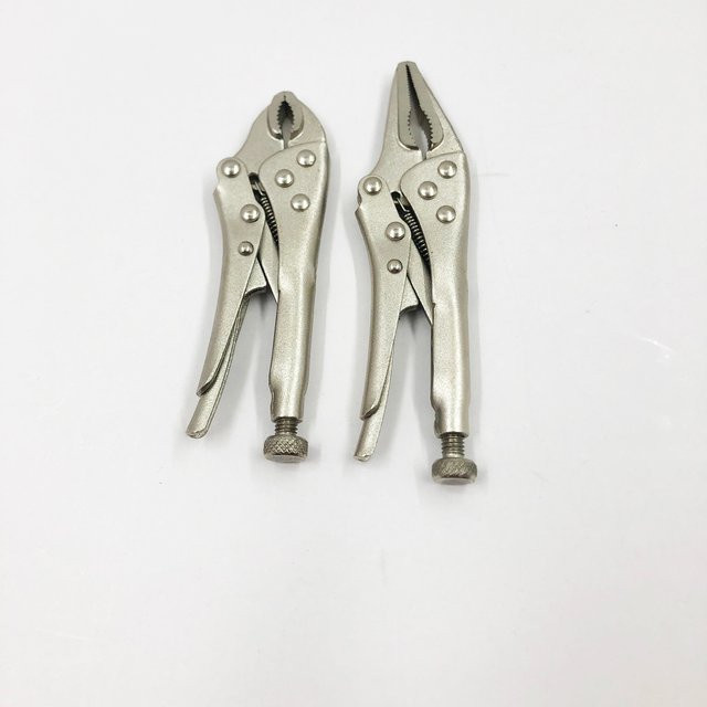 MacWork Mini Vice Grip Sicherungszangen Set, 2-teilig, Farbe Silber, 5 Zoll Lange Nase und 4 Zoll Gebogene Backen - Bild 1