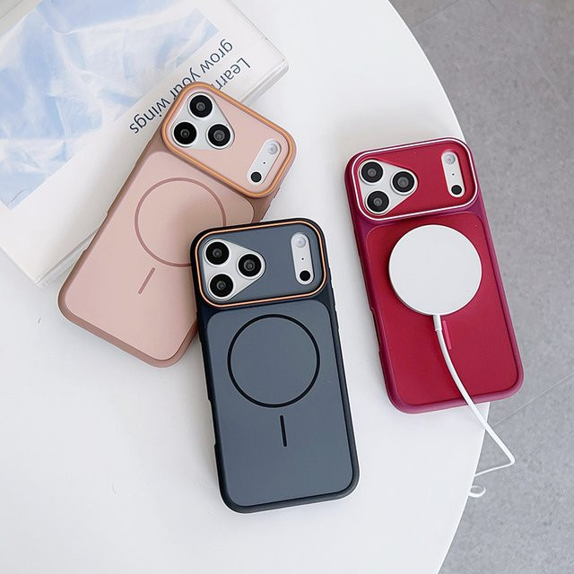 Matte magnetische kabellose Ladehülle für Apple iPhone 17 16 15 14 13 12 Pro Max in Orange mit Anti-Fingerabdruck-Schutz - Bild 1