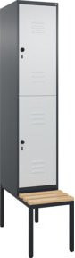 C+P Doppelstock-Spind Classic PLUS Sitzbank mit 1 Abteil und Buche-Hartholz Sitzfläche, B/T/H: 212,0 x 40,0 x 81,5 cm - Bild 1