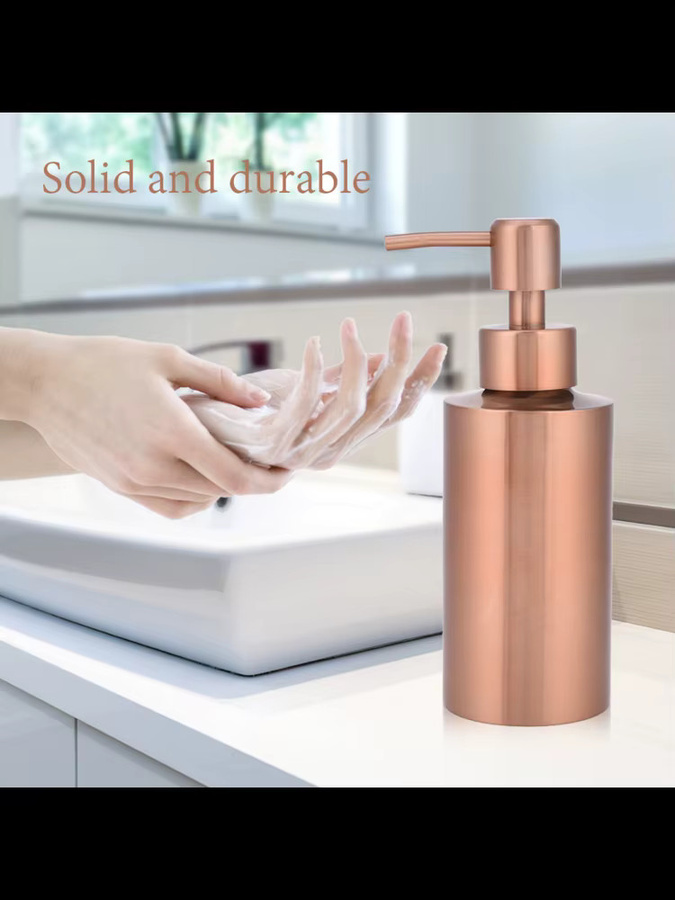 Aramox Flüssigseifenspender aus Edelstahl in Silber mit Handpumpe für Küche und Badezimmer, 250 ml - Bild 4