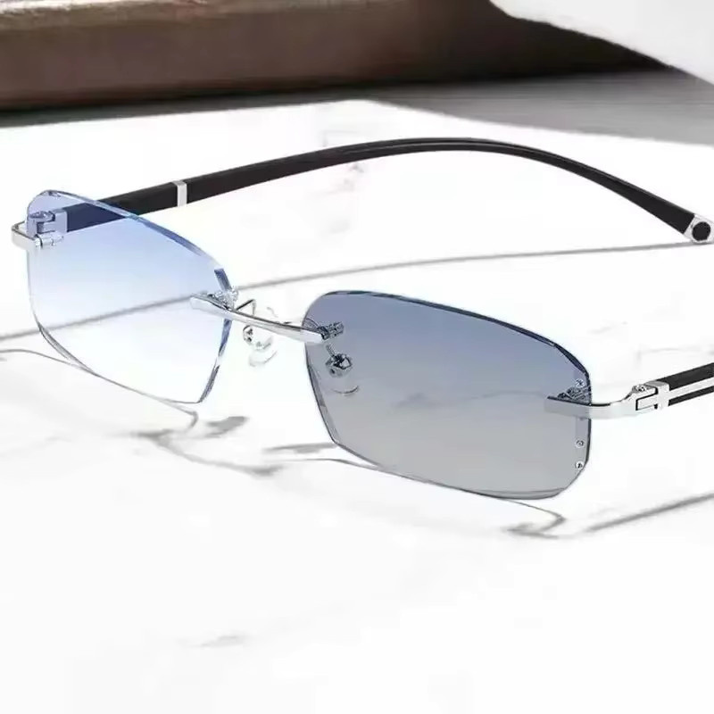 DIXSG Lesebrille, randlos, rechteckig, Metall, Unisex, photochrom - Bild 2