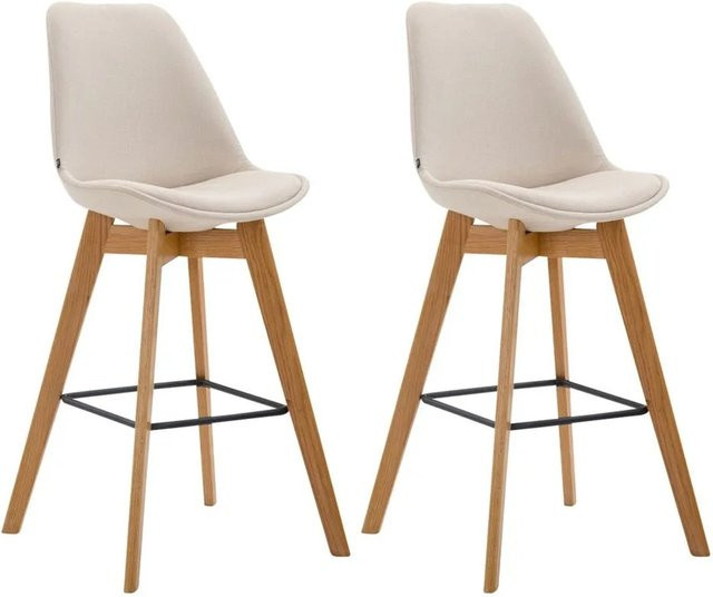 DELUKE 2er Set Barhocker GIKAR in Creme mit Lehne, moderne Tresenhocker aus Stoff, B/T/H: 48 x 56 x 112 cm - Bild 1
