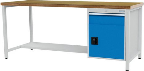 Bedrunka + Hirth Kastenwerkbank aus Stahlblech und Holz, grau, B/H/T: 200 x 85,9 x 75 cm - Bild 1