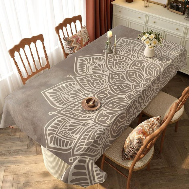 Wasserdichte Bohemian Mandala Tischdecke von JINGYUE Pet in Hellbraun, Rechteckig, B/T: 140 x 180 cm - Bild 1