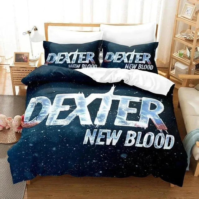 Dexter Bettwäsche-Set mit 3D-Grafikdruck in Blau, bestehend aus Bettbezug und Kissenbezug aus Mikrofaser, B/H: 135 x 200 cm - Bild 1
