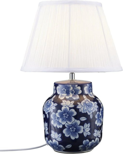PR Home Fanny Tischleuchte aus glasierter Keramik in Blau und Weiß, B/T/H: 32 x 47 x 47 cm - Bild 1