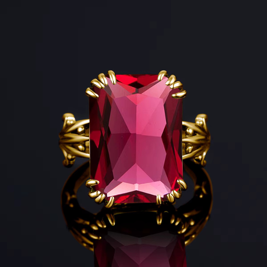 szjinao Ring, Vintage, Rubin, 14 Karat Gold gefüllt, Damen - Bild 2