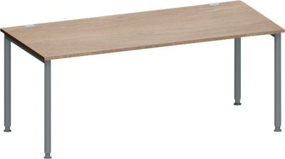Schäfer Shop Genius Schreibtisch MODENA FLEX Freiform links, T-Fuß Rechteckrohr, Eiche/anthrazit, B: 180 cm, T: 100 cm/80 cm, H: 65-85 cm - Bild 1