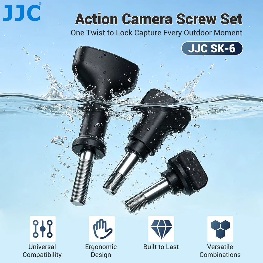 JJC 6er-Pack Rändelschraubenset in Schwarz für Insta360 X4 X5 GoPro 13 12 11 10 9 8 7 6 5 und DJI Action 6 5 Pro 5 4 3 Action-Kameras - Bild 2