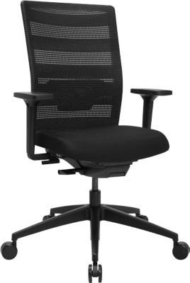Topstar Bürostuhl AirWork in Schwarz mit Armlehnen, Auto-Synchronmechanik, Muldensitz und Netzrücken mit Lordosenstütze - Bild 1