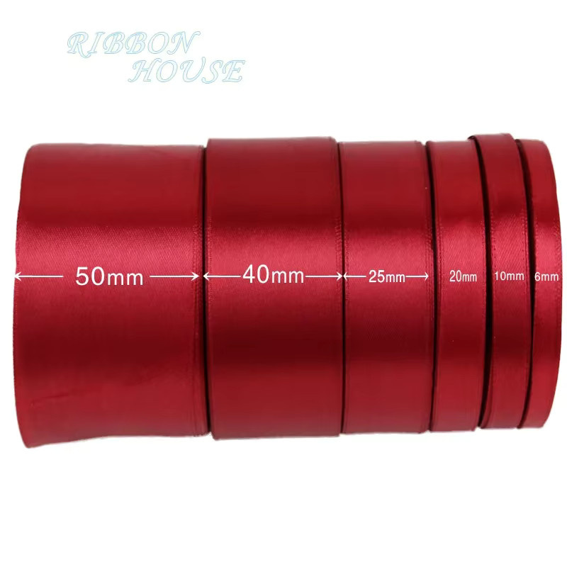 RIBBON HOUSE Satinband einseitig in Burgunderrot für Geschenkverpackungen und Weihnachtsdekoration, 25 Yards pro Rolle - Bild 2
