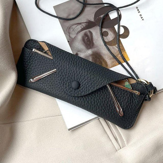 Wucifang Jewelry Brillenetui Leder, Schwarz - Bild 1