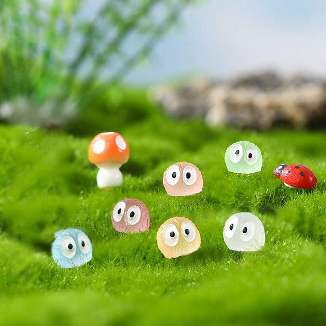 10 Stück Mini Beleuchtete Staubelfen Ornamente in Schwarz als Leuchtende Gartendekoration für Moos-Landschaften - Bild 1