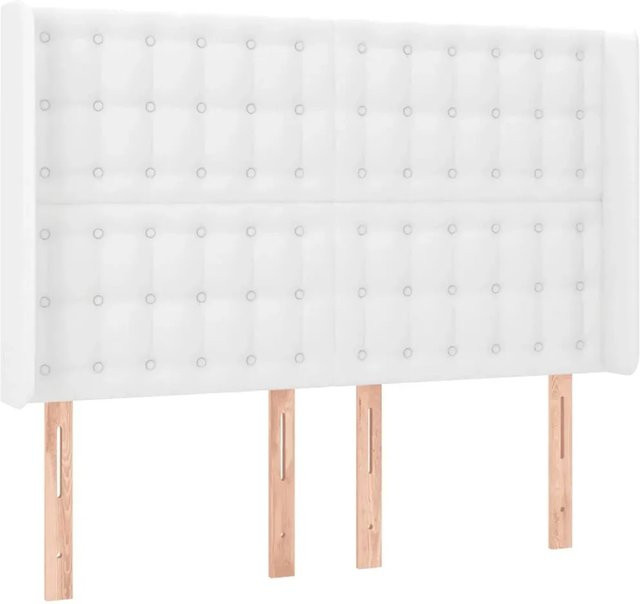 vidaXL LED Kopfteil in Weiß aus Kunstleder mit USB-Ladeport und integrierter Beleuchtung, B/T/H: 147 x 16 x 118/128 cm - Bild 1
