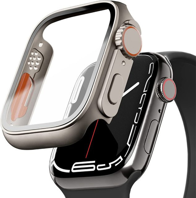 TINUORA Displayschutzfolie für Apple Watch, PC-Stoßfängergehäuse, Unisex - Bild 1