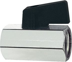 Riegler Mini-Kugelhahn aus Messing in Silber, glatte Oberfläche, G 3/8 IG, DN 8 - Bild 1