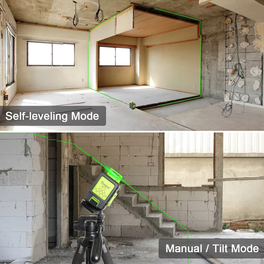Huepar B21CG Laser Level Green Cross Line 360 Grad mit zwei vertikalen Linien, selbstnivellierend, Li-Ionen-Akku und Hartschalenkoffer - Bild 3