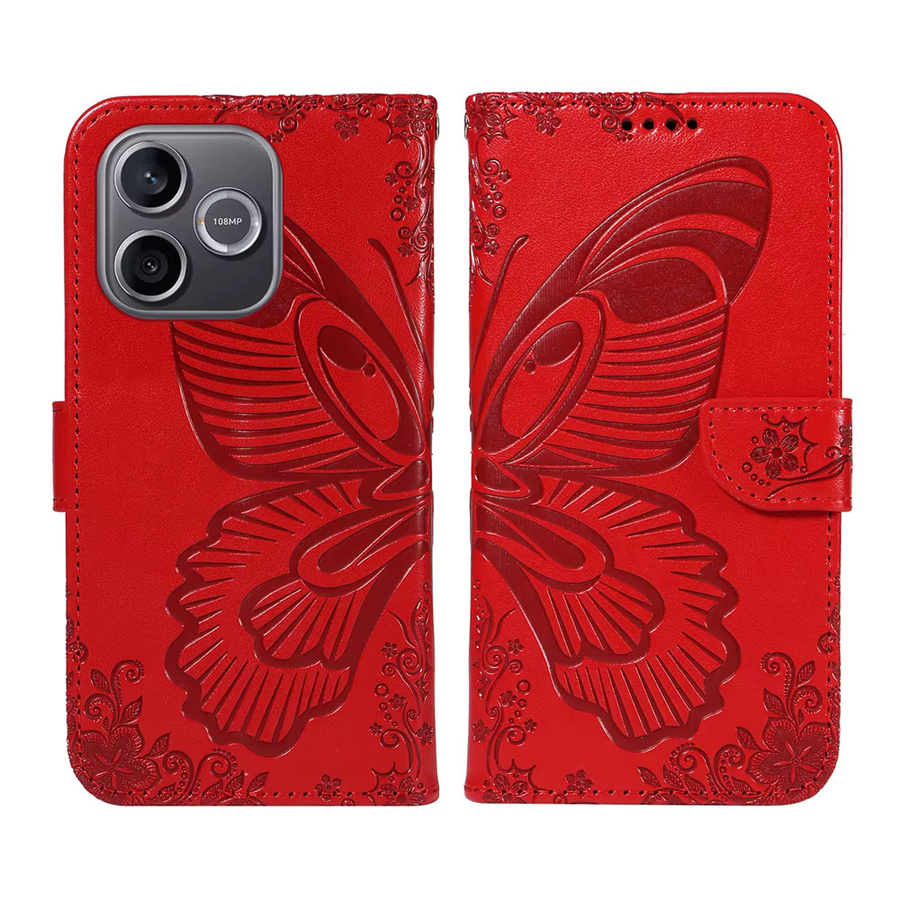 Magnetische Leder-Brieftaschenhülle für Honor 500 400 600 Smart Pro Lite 5G mit 3D-Schmetterlingsprägung in Rot - Bild 2