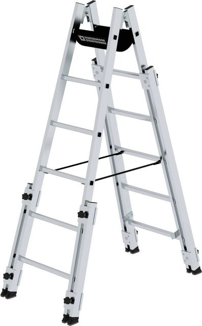 PROREGAL Sprossen-Stehleiter Treppengängig mit 2 x 6 Sprossen in Silber - Bild 1