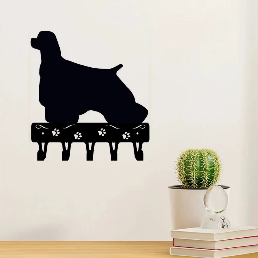 CIFBUY Metall-Wandkunst Schlüsselhalter Cocker Spaniel Dekorativer Eisenhaken-Set in Schwarz - Bild 3