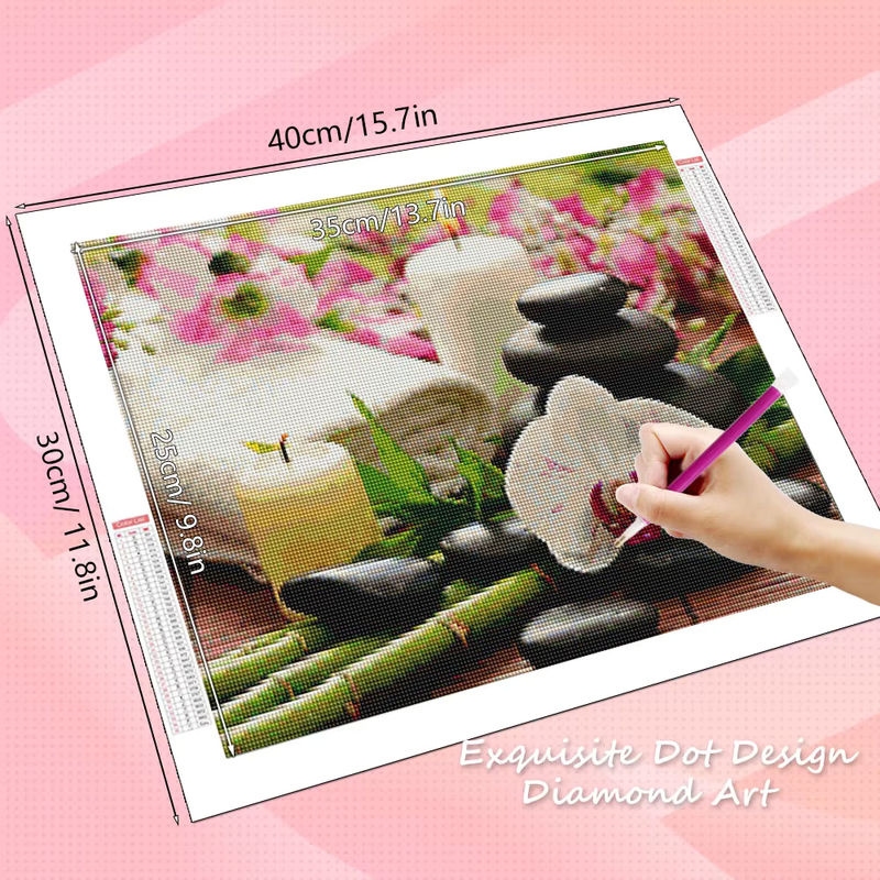 HUACAN Diamantmalerei DIY Set mit Orchideen und floralem Mosaik Design, mehrfarbig, rund - Bild 2