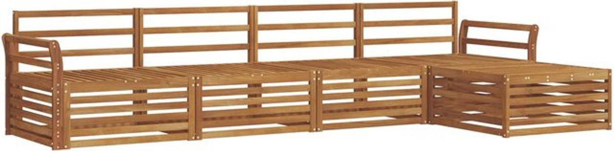 vidaXL Outdoor-Sofagarnitur aus Massivholz Akazie in Natur, 5-teiliges Loungemöbel-Set im modernen und minimalistischen Design - Bild 1