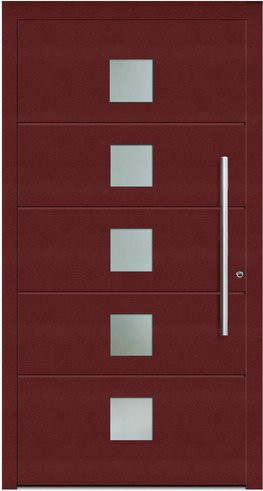KNOCK Aluminium-Haustür Terra Nova in Purpur-Rot mit Glaseinsatz und RC2-Schutz - Bild 1