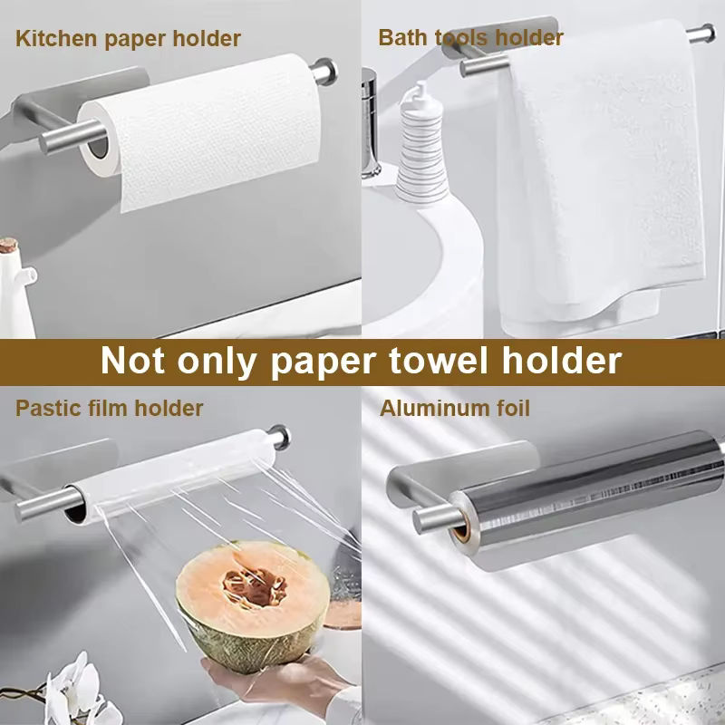YANKE Aufbewahrungsregal und Toilettenpapierhalter aus Edelstahl in Silber mit selbstklebender Befestigung - Bild 5