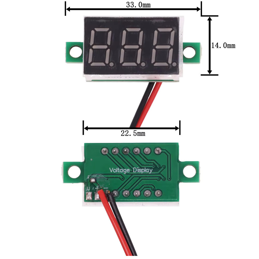 Digitales Mini-Voltmeter mit LED-Anzeige für DC 0-100 V, 2-Leiter und 3-Draht Messgerät in Grün - Bild 3