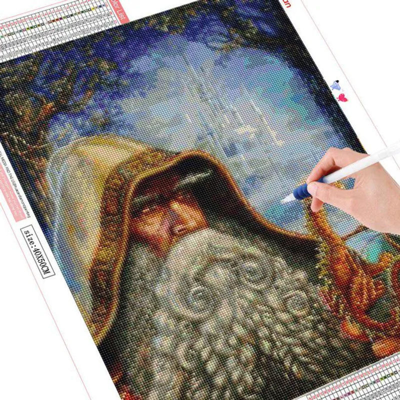 FIYO Diamond Painting Set Portrait Motiv als 5D Mosaik Stickerei in Mehrfarbig, Rund, 30 cm - Bild 1