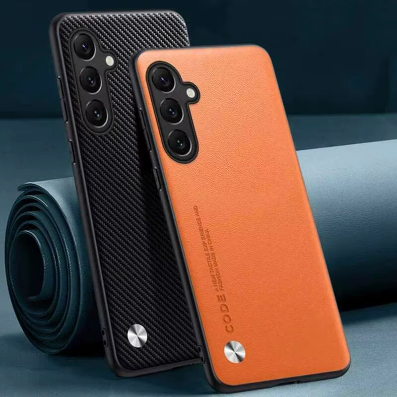 Luxuriöse Business Leder Handyhülle für Samsung Galaxy S25 FE A57 A56 A55 und weitere Modelle in Schwarz oder Gelb - Bild 1