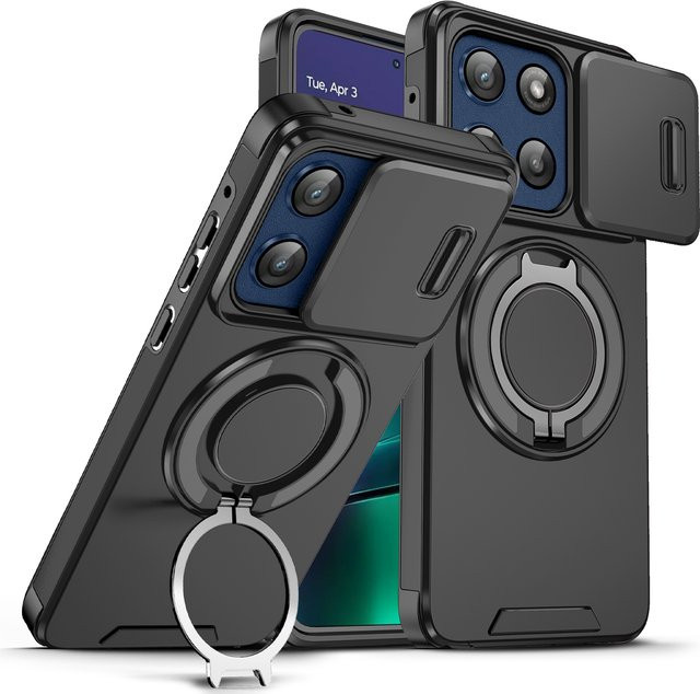 Infinix GT 30 Pro Hülle mit Magnetring und Schiebe-Kameralinsen-Schutz für Magsafe kabelloses Laden in Gold und Schwarz - Bild 1