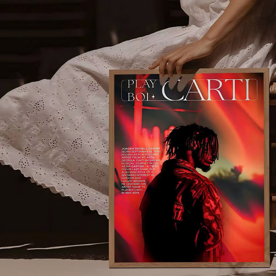 Wasserfester selbstklebender Kunstposter Aufkleber O-Opium Rap Playboi Carti in Schwarz - Bild 3
